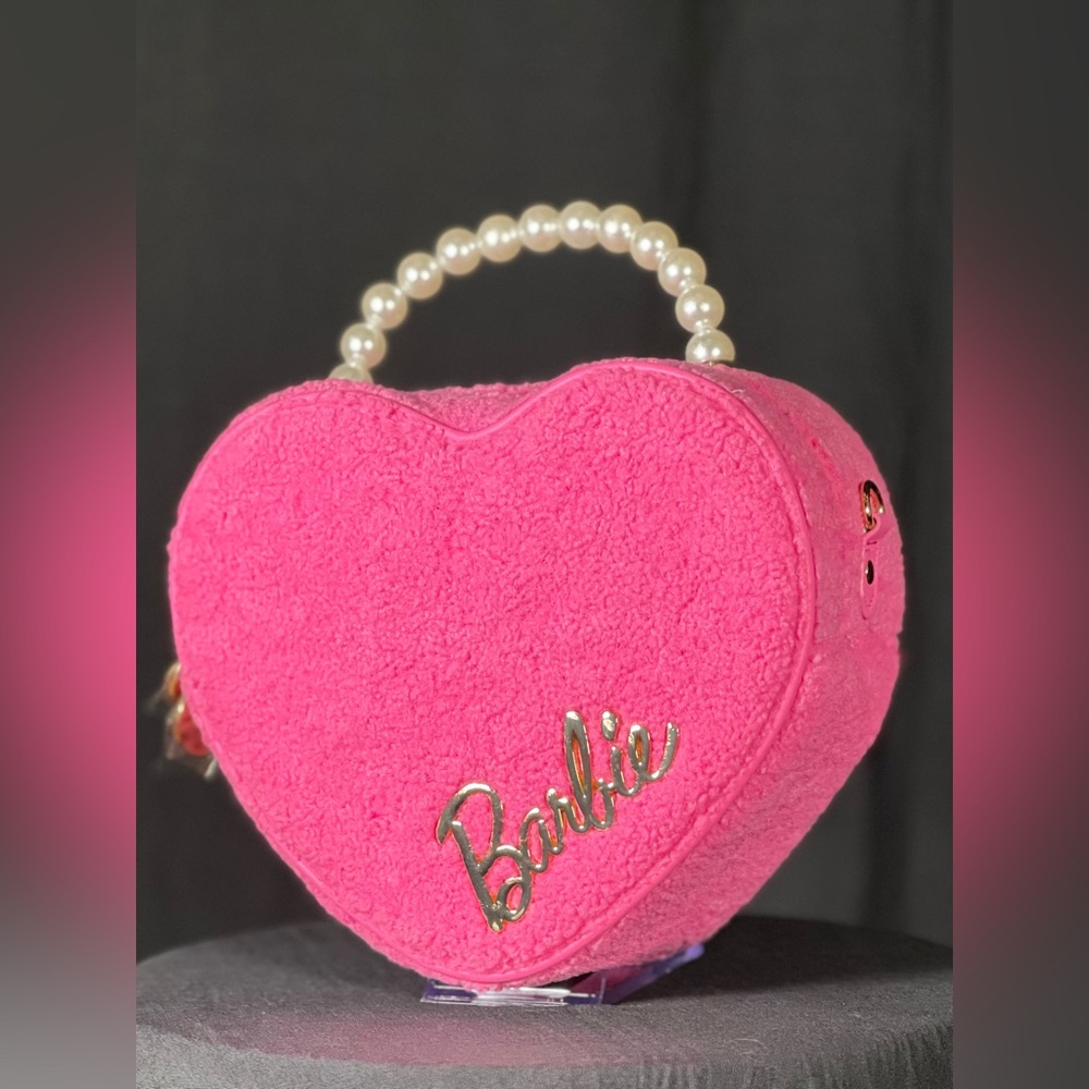 Barbie Fuchsia Heart Mini Bag with Pearl Handle NWOT